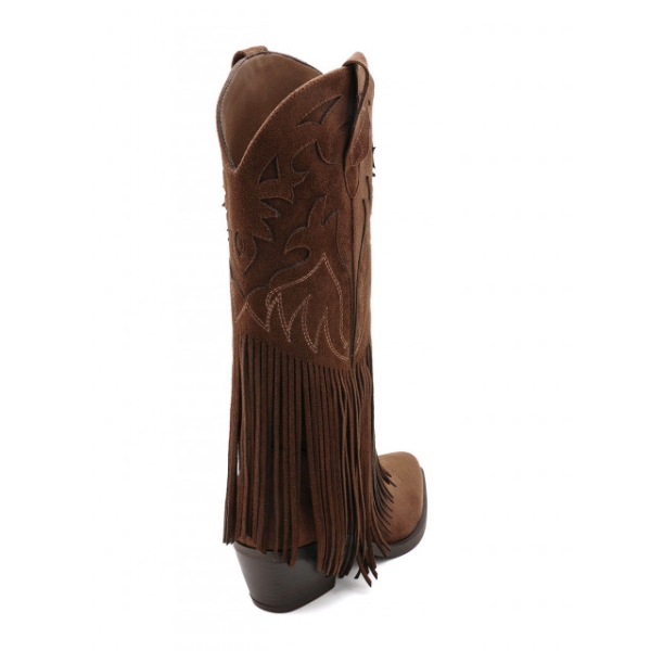 Каубойски ботуши с ресни на ток- Daris Brown 11490