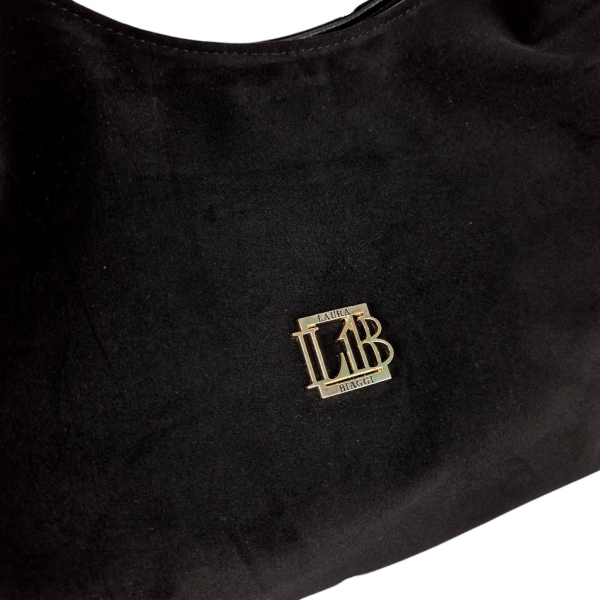 Голяма велурена чанта с дълги дръжки за рамо- Laura Biaggi 11494