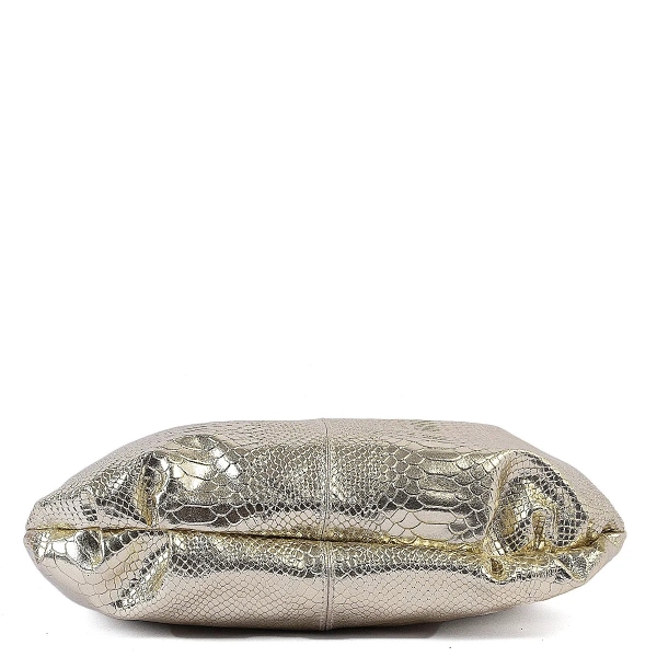 Чанта от естествена кожа в златист цвят със змийски принт- Dara Gola 11499