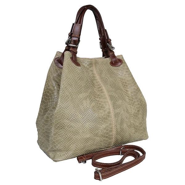 Чанта от естествена кожа цвят таупе- Enrica Taupe 11500