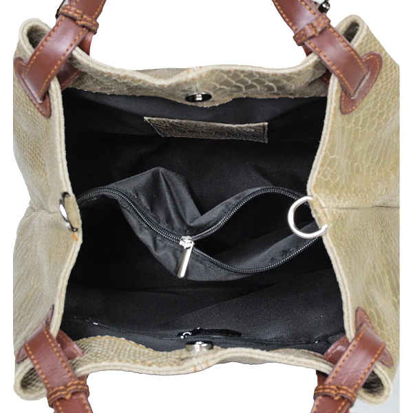 Чанта от естествена кожа цвят таупе- Enrica Taupe 11500