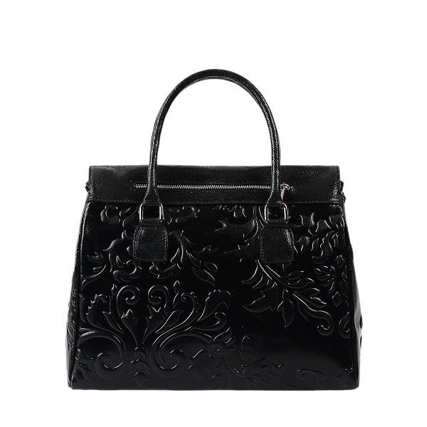 Луксозна твърда чанта от естествена кожа- Afra Black 11502