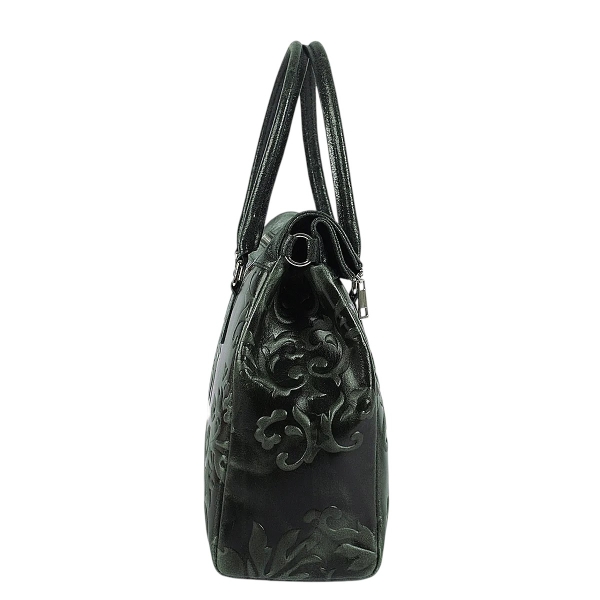 Луксозна зелена чанта от естествена кожа- Afra Green 11503