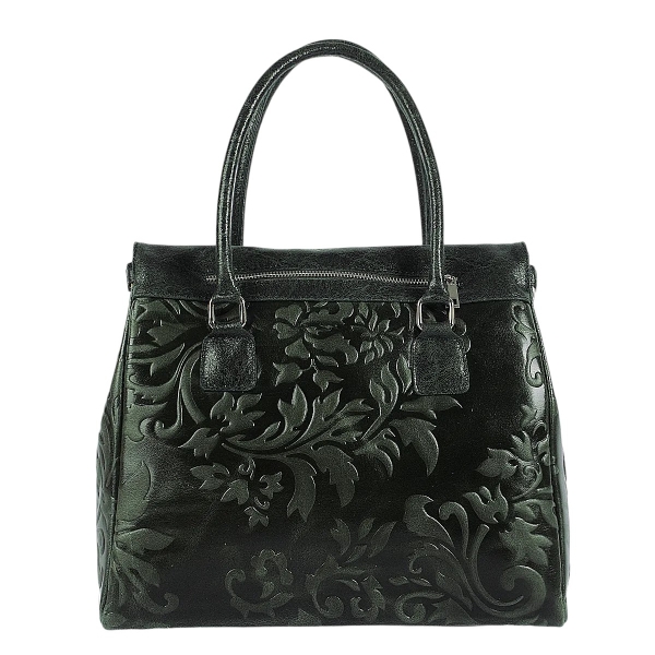 Луксозна зелена чанта от естествена кожа- Afra Green 11503