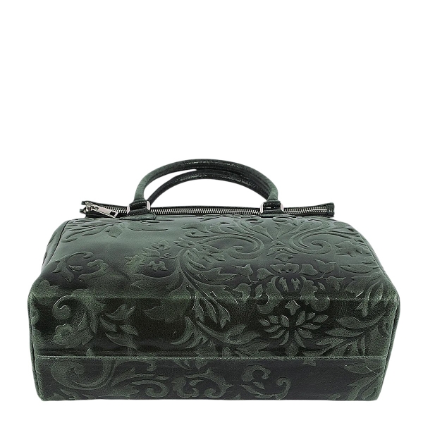 Луксозна зелена чанта от естествена кожа- Afra Green 11503