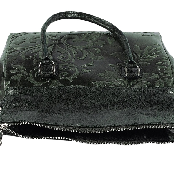 Луксозна зелена чанта от естествена кожа- Afra Green 11503