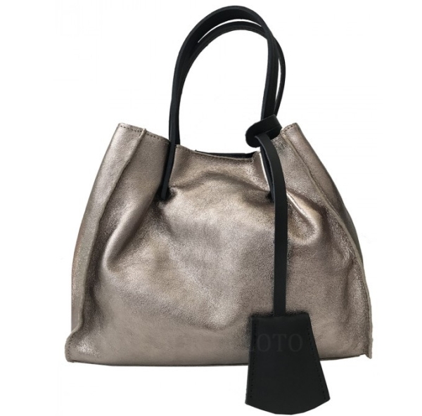 Чанта от естествена кожа в бронзов цвят- Amanda Bronze 11519