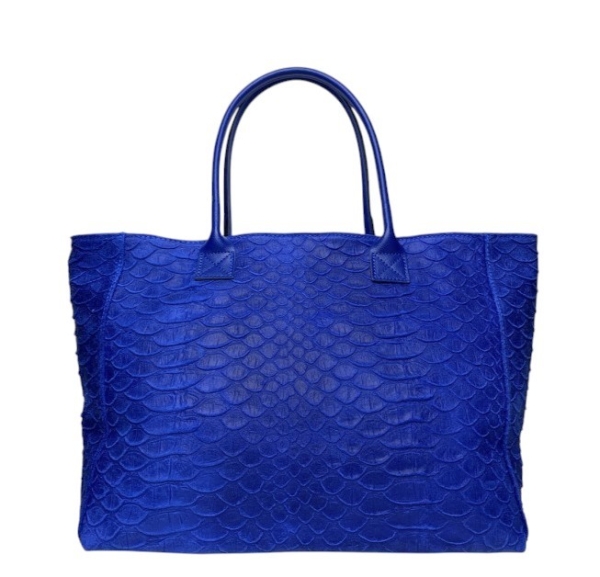 Синя дамска чанта от естествена кожа с дълги дръжки за рамо- Frea Blue 11527