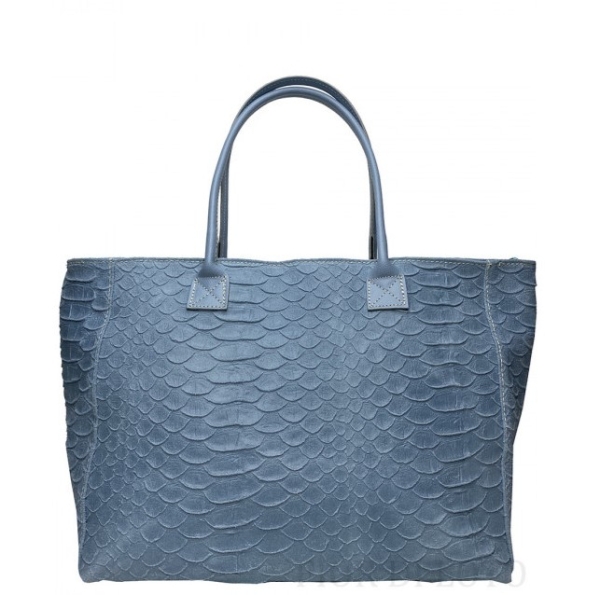 Светло синя чанта от естествена кожа с дълги дръжки за рамо- Frea Blue 11528