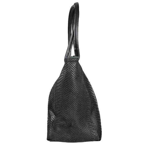 Голяма черна чанта от естествена кожа- Pina Black 11534
