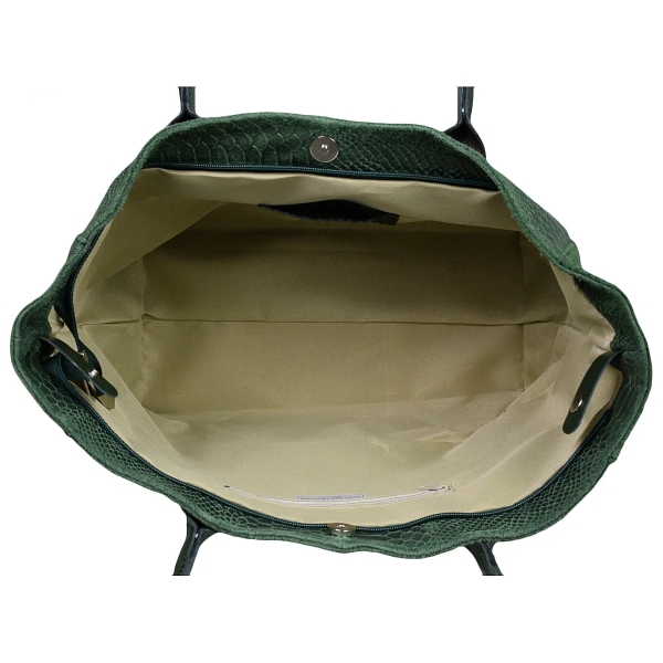Голяма зелена чанта от естествена кожа с дълги дръжки- Pina Green 11535