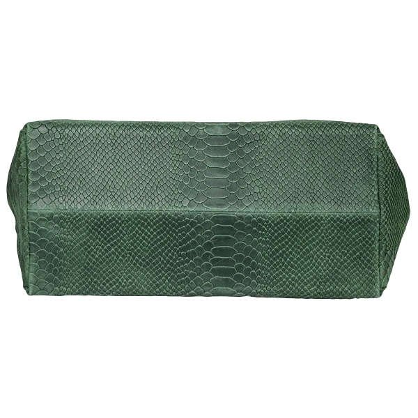 Голяма зелена чанта от естествена кожа с дълги дръжки- Pina Green 11535