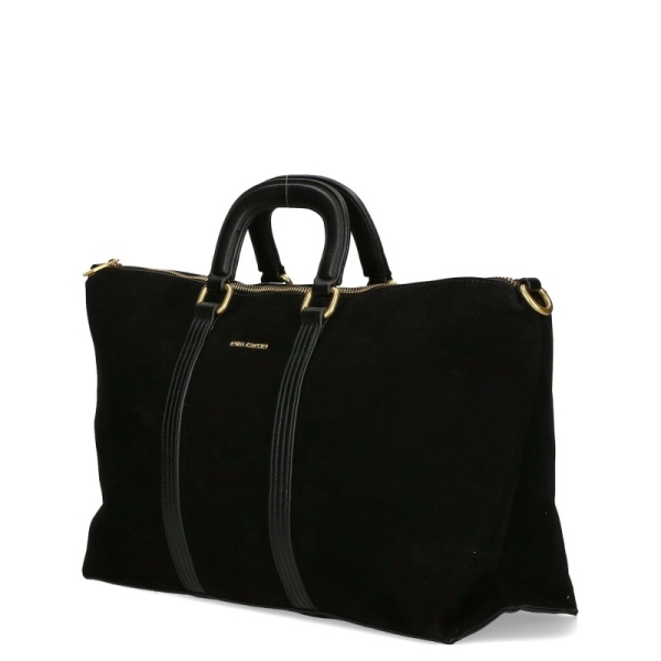 Черна велурена чанта с една преграда- Karmen Black 11461