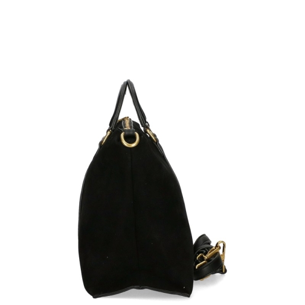 Черна велурена чанта с една преграда- Karmen Black 11461