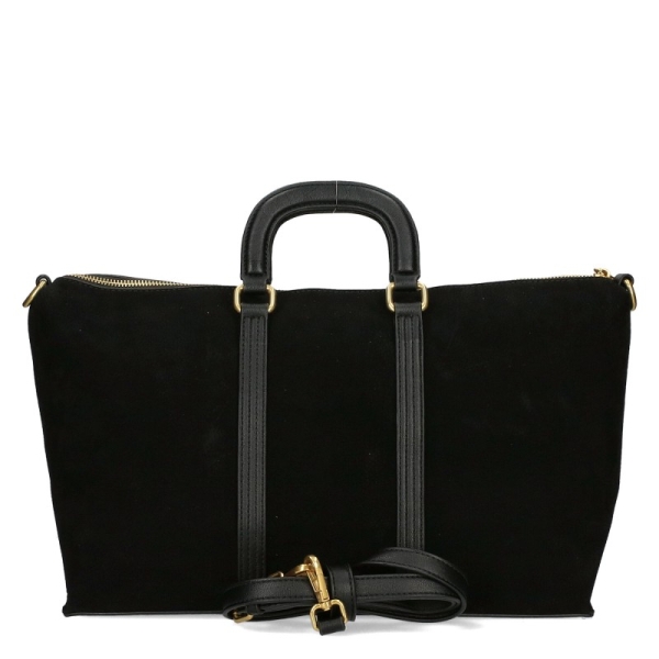 Черна велурена чанта с една преграда- Karmen Black 11461