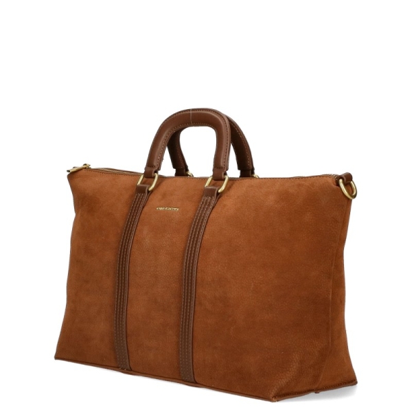 Чанта с дълга дръжка от кафяв велур- Karmen Brown 11459