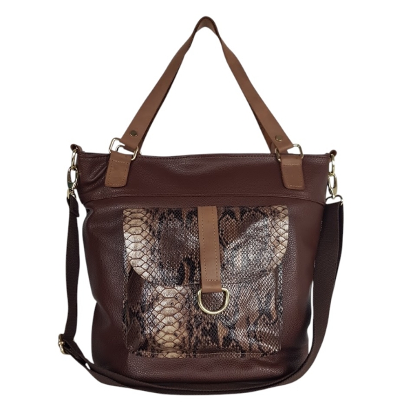 Голяма кафява чанта от естествена и еко кожа- Laura Biaggi 11546