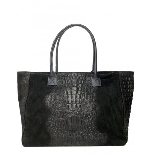 Черни ниски боти от естествен набук- Valera Black 11446