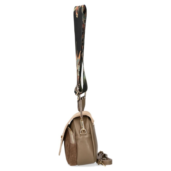 Чанта от естествена кожа с две отделения- EGO Beige 11584