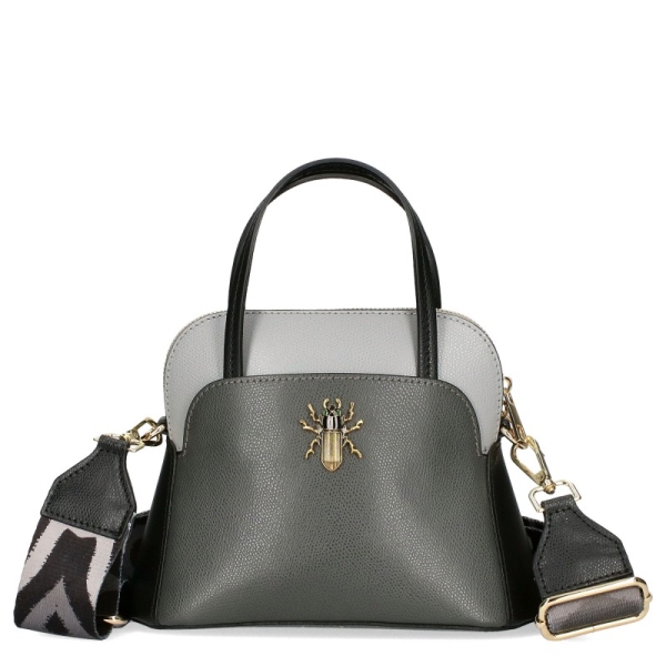 Сива чанта от естествена кожа с две лица- EGO Grey 11587