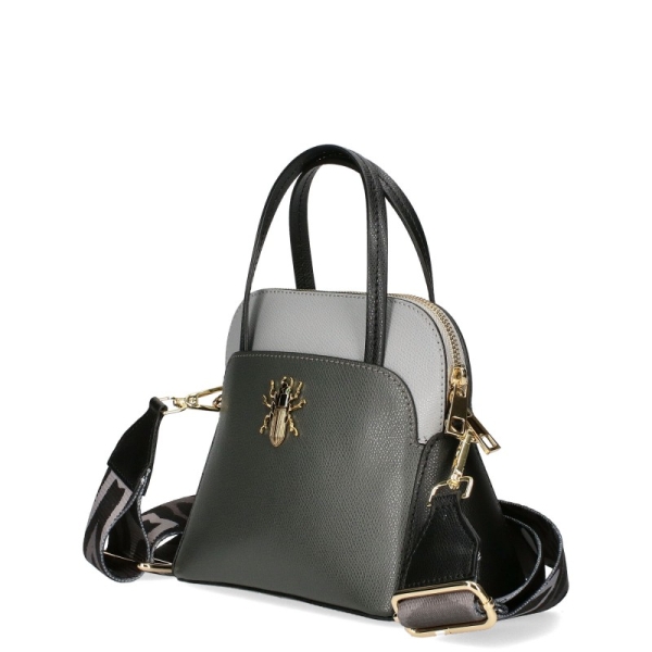 Сива чанта от естествена кожа с две лица- EGO Grey 11587