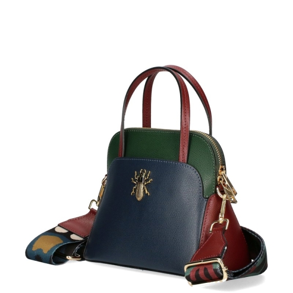 Синя чанта от естествена кожа с две лица- EGO Blue 11588