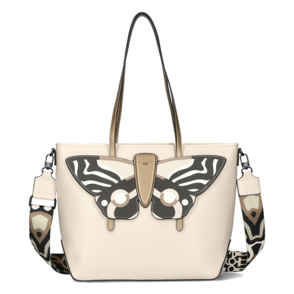 Бежова чанта с пеперуда и дълги дръжки за рамо- EGO Beige 11594