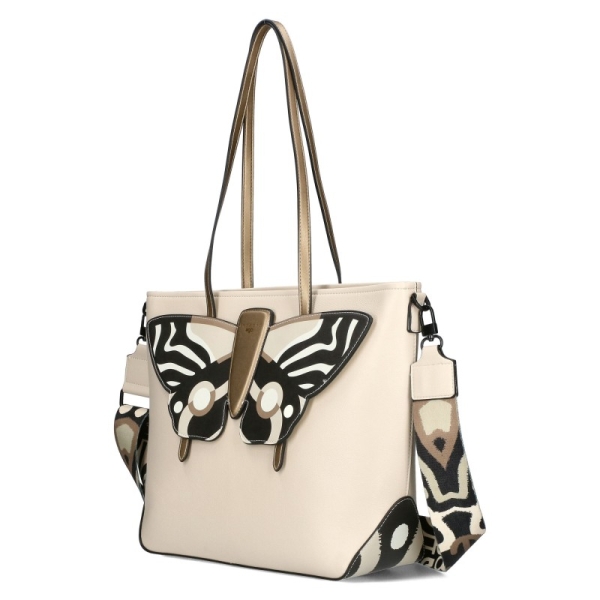 Бежова чанта с пеперуда и дълги дръжки за рамо- EGO Beige 11594