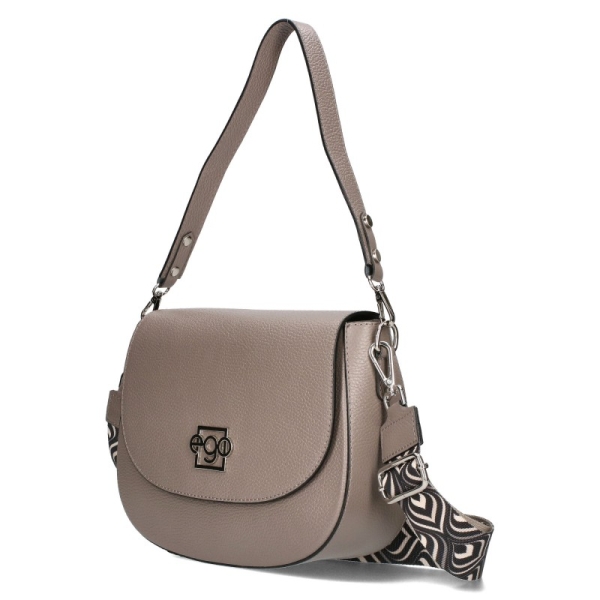 Сива чанта от естествена кожа с дълга дръжка- EGO Grey 11597