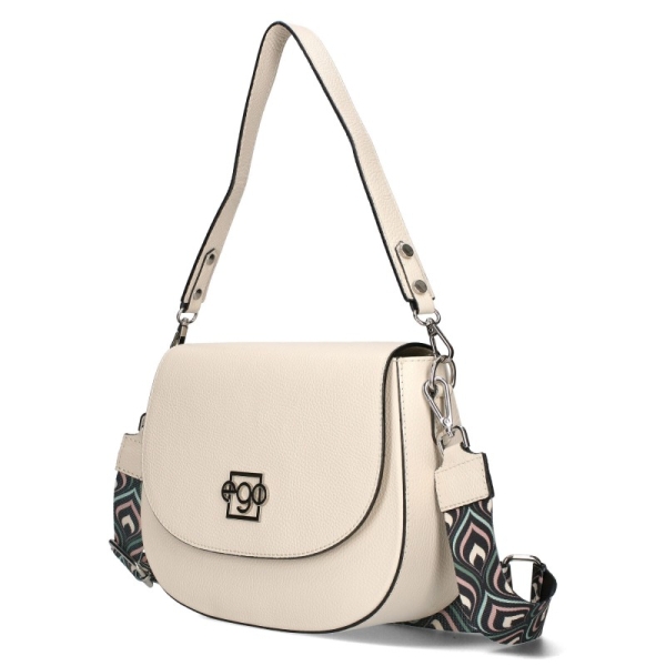 Бяла чанта от естествена кожа с дълга дръжка- EGO White 11598