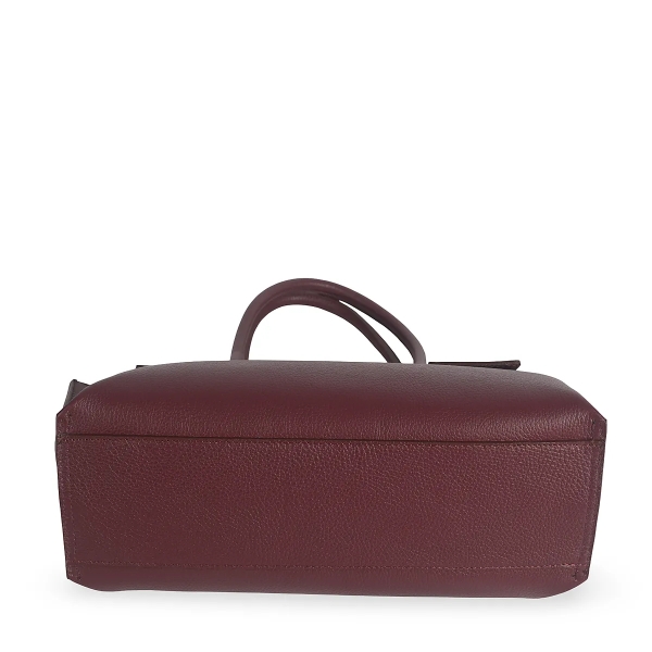 Чанта от естествена кожа цвят бордо с преграда- Steisi Burgundy 11616