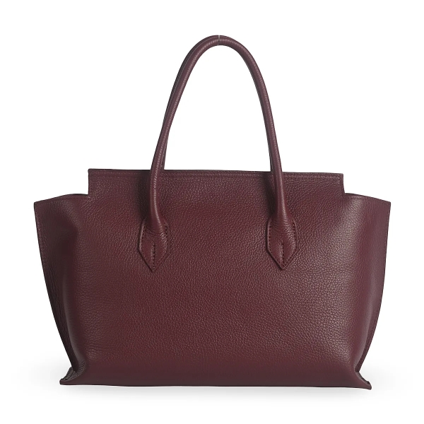 Чанта от естествена кожа цвят бордо с преграда- Steisi Burgundy 11616