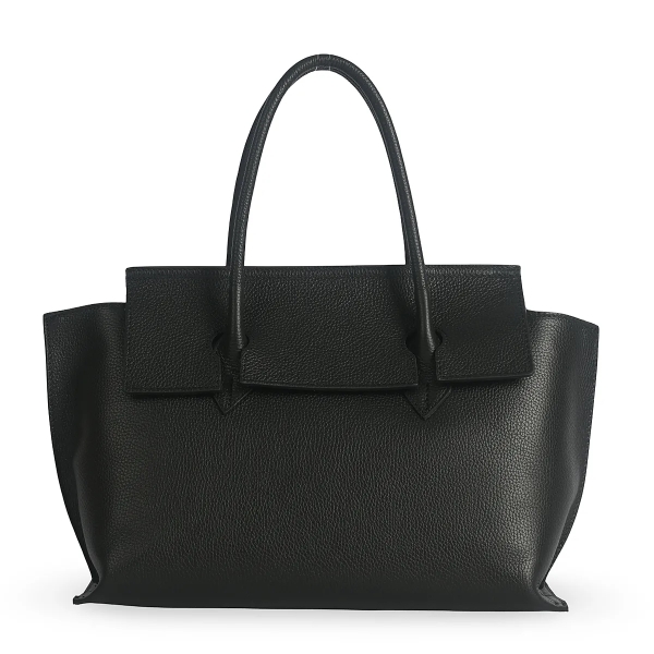 Тъмно кафява чанта от естествена кожа с преграда- Steisi Broun 11617