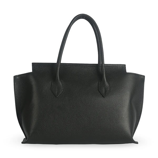 Тъмно кафява чанта от естествена кожа с преграда- Steisi Broun 11617