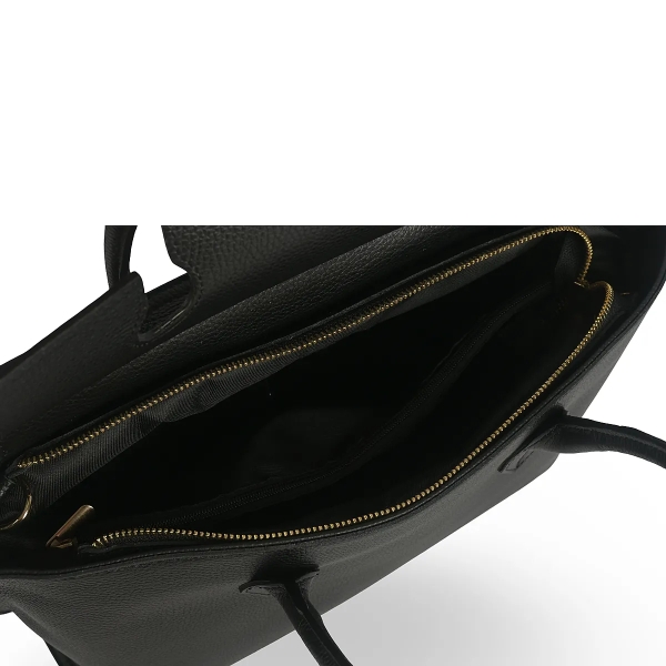 Тъмно кафява чанта от естествена кожа с преграда- Steisi Broun 11617