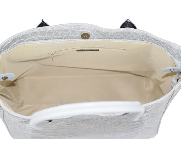 Сива дамска чанта от естествена кожа с дълги дръжки за рамо- Frea Grey 11528