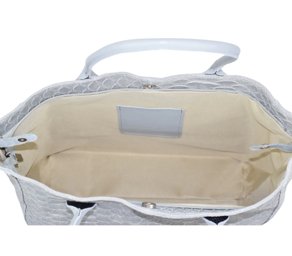 Сива дамска чанта от естествена кожа с дълги дръжки за рамо- Frea Grey 11528