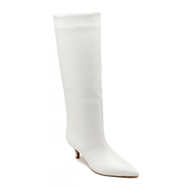 Елегантни бели ботуши на тънък ток- Sindi White 11622