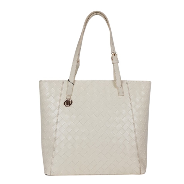 Твърда бежова чанта с дълги дръжки за рамо- Duki&Daso 11625