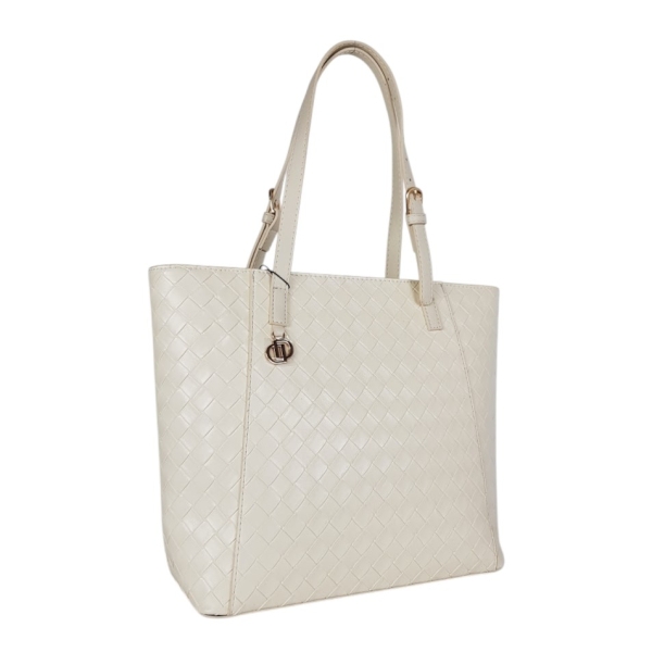 Твърда бежова чанта с дълги дръжки за рамо- Duki&Daso 11625