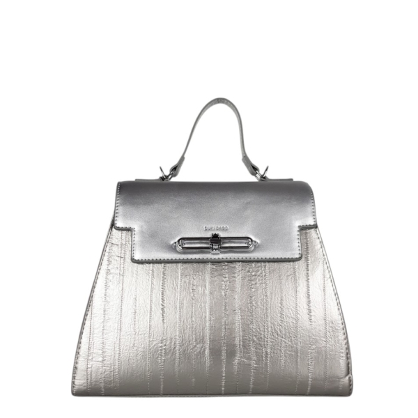 Сребриста дамска чанта с дълга дръжка- Duki&Daso 11628