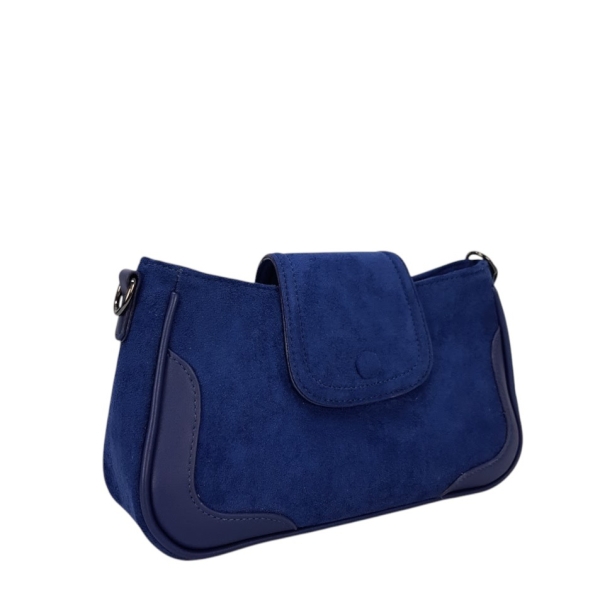 Синя велурена чанта с дълга дръжка- Duki&Daso 11648