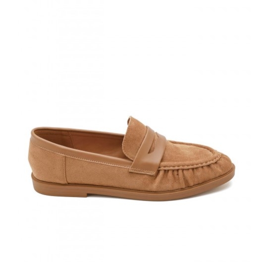 Дамски велурени мокасини цвят камел- Klara Camel 11660