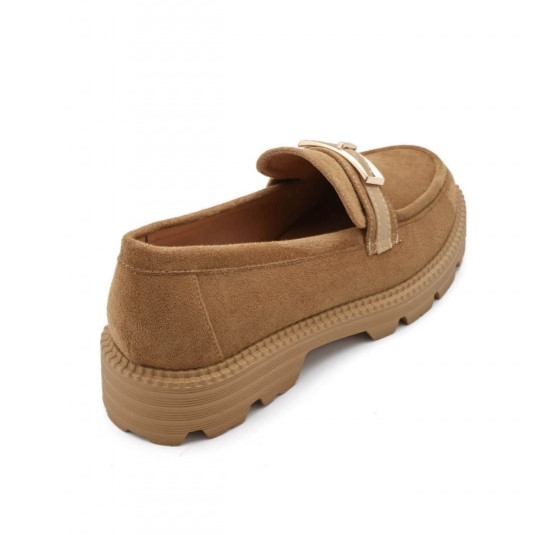 Дамски велурени мокасини цвят камел- Rita Camel 11663