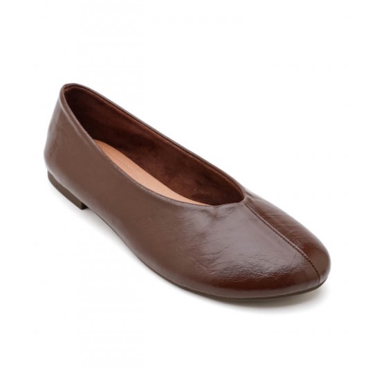 Равни кожени балерини в кафяв цвят- Vera Brown 11669