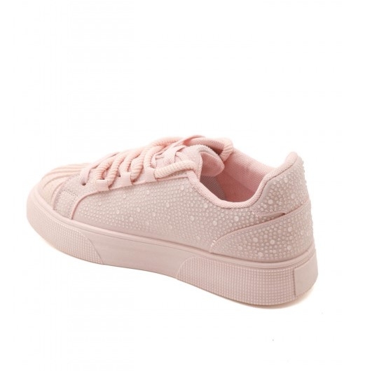 Розови дамски кецове с камъни- Qnita Pink 11685