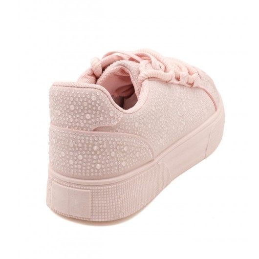 Розови дамски кецове с камъни- Qnita Pink 11685