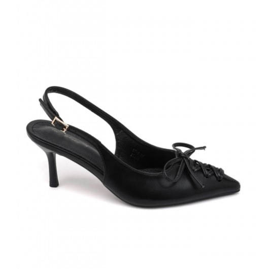 Черни остри обувки на ток Slingback- Dara Black 11692