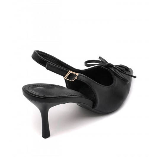 Черни остри обувки на ток Slingback- Dara Black 11692