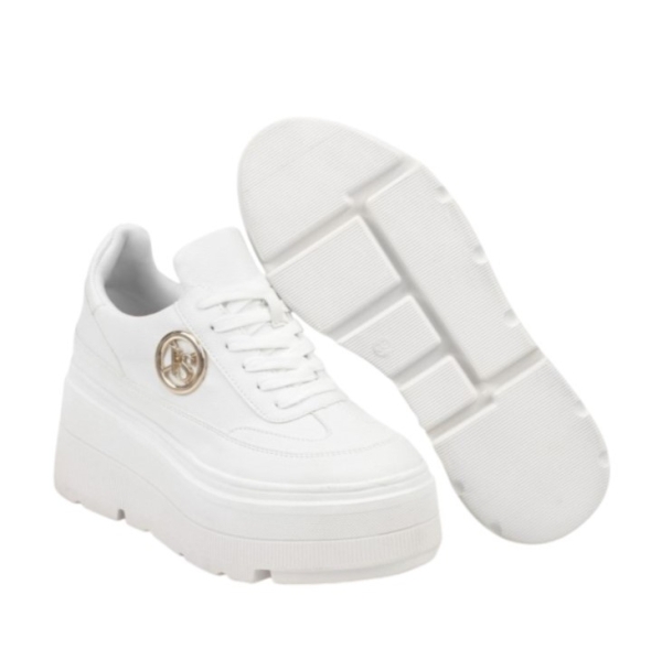 Бели кецове на платформа- Vaqna White 11696